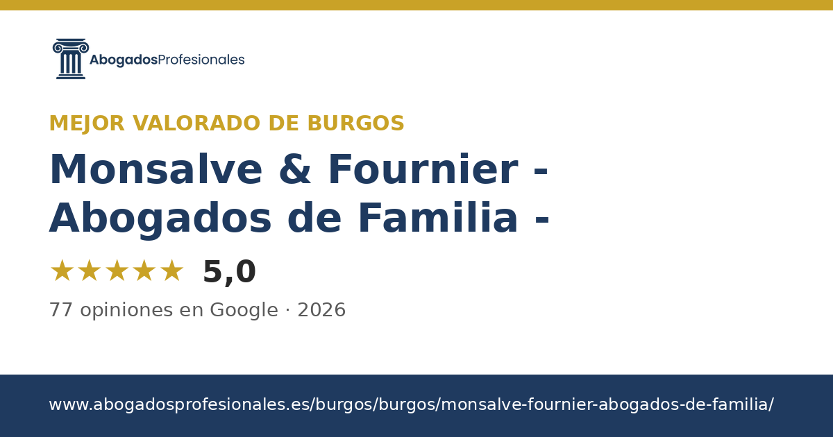 Insignia: mejor calificado de Burgos 2026 — Monsalve & Fournier - Abogados de Familia -