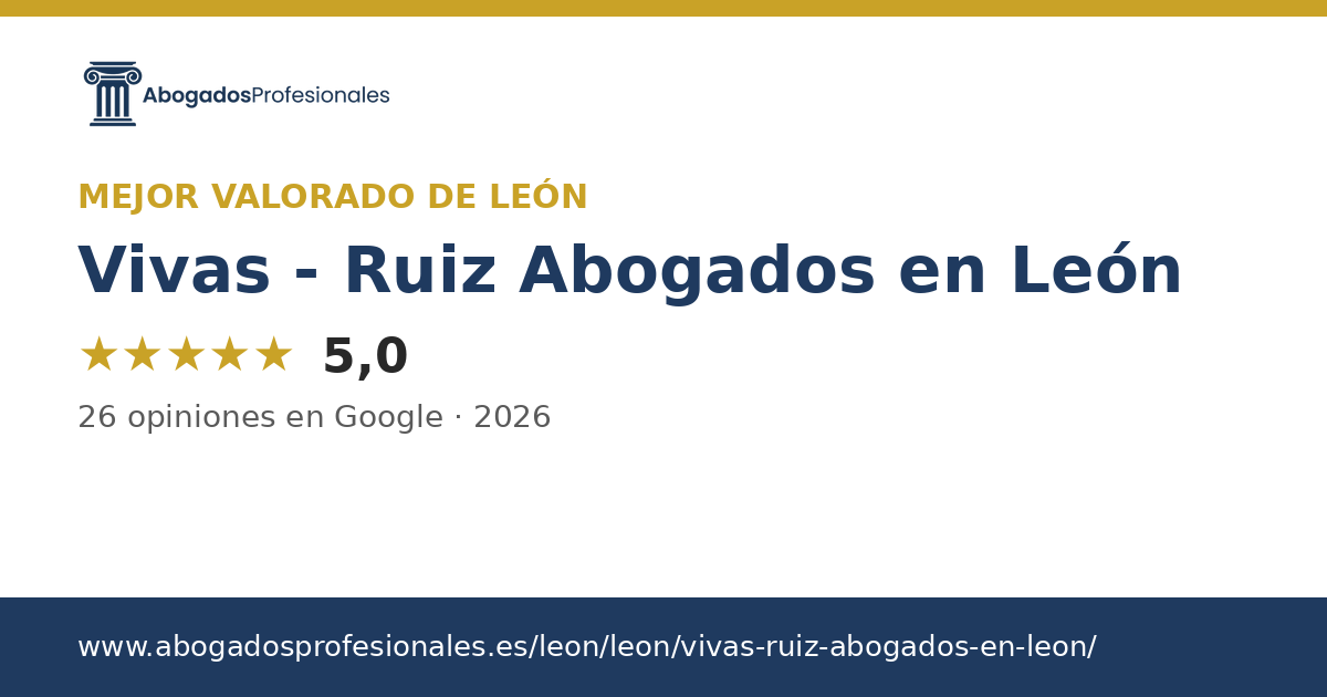 Insignia: mejor calificado de León 2026 — Vivas - Ruiz Abogados en León