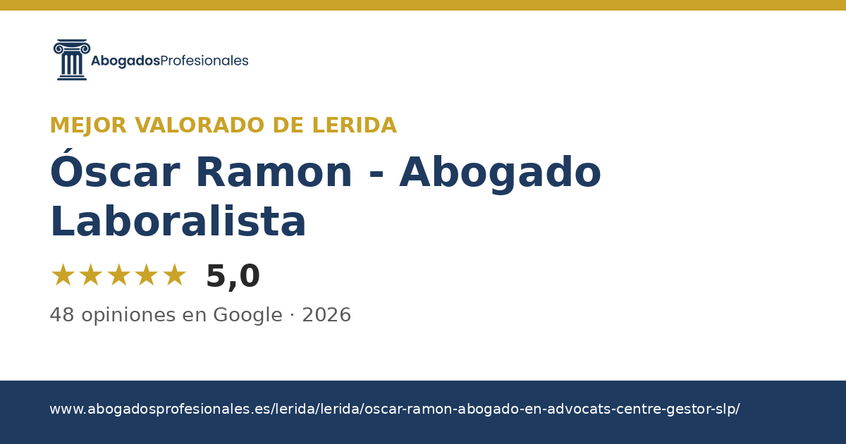 Insignia: mejor calificado de Lerida 2026 — Óscar Ramon - Abogado Laboralista