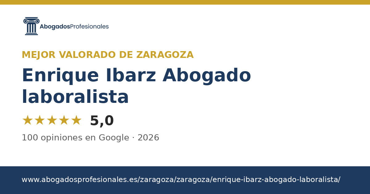 Insignia: mejor calificado de Zaragoza 2026 — Enrique Ibarz Abogado laboralista