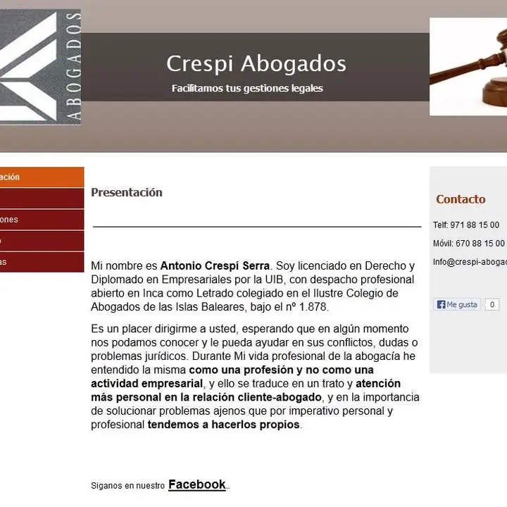 Letrado, D. Antonio Crespí Serra, Abogado Colegiado nº 1.878 del ICAIB.